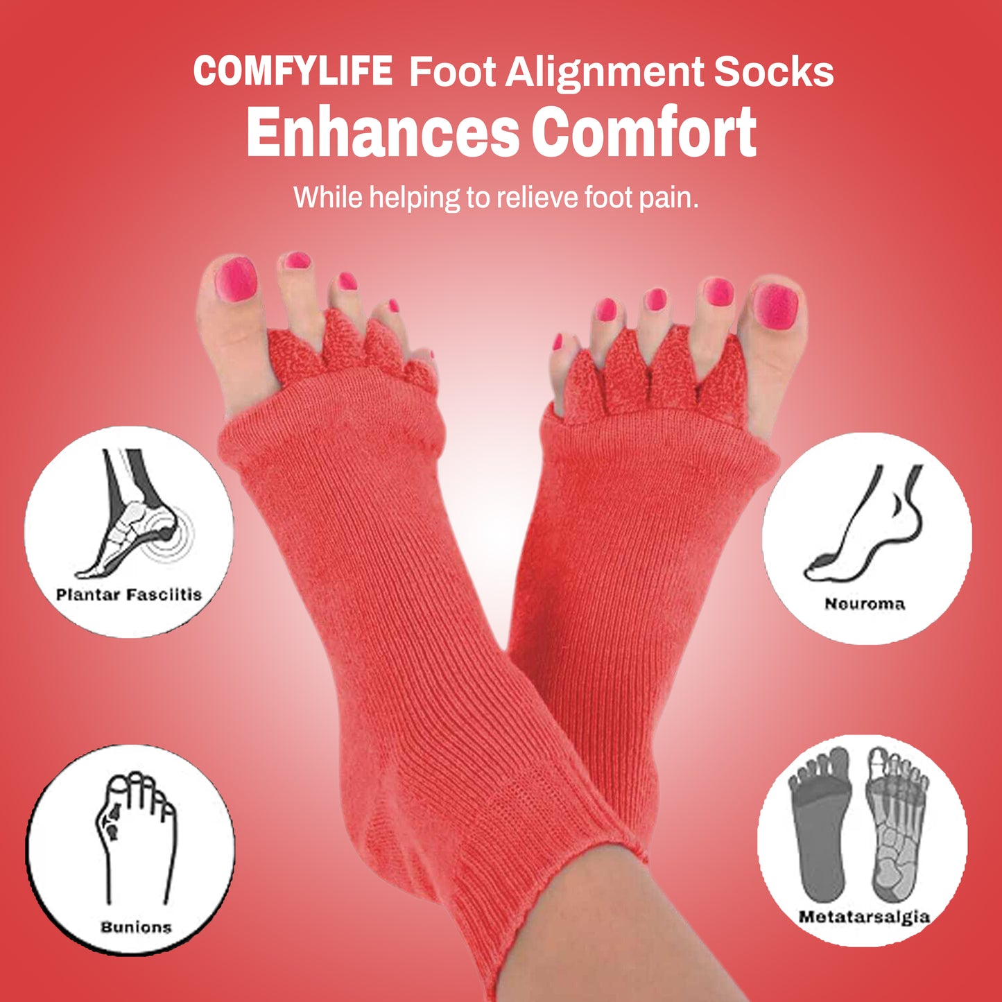 Comfylife Foot Alignment Socks Maroon Colour | Get relief from foot pain in 21 days