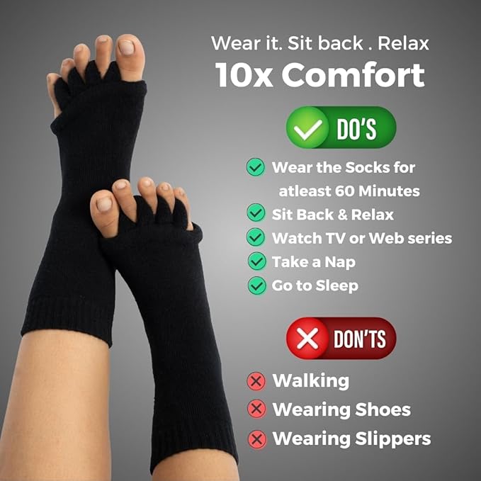 Comfylife Foot Alignment Socks Black Colour | Get relief from foot pain in 21 days