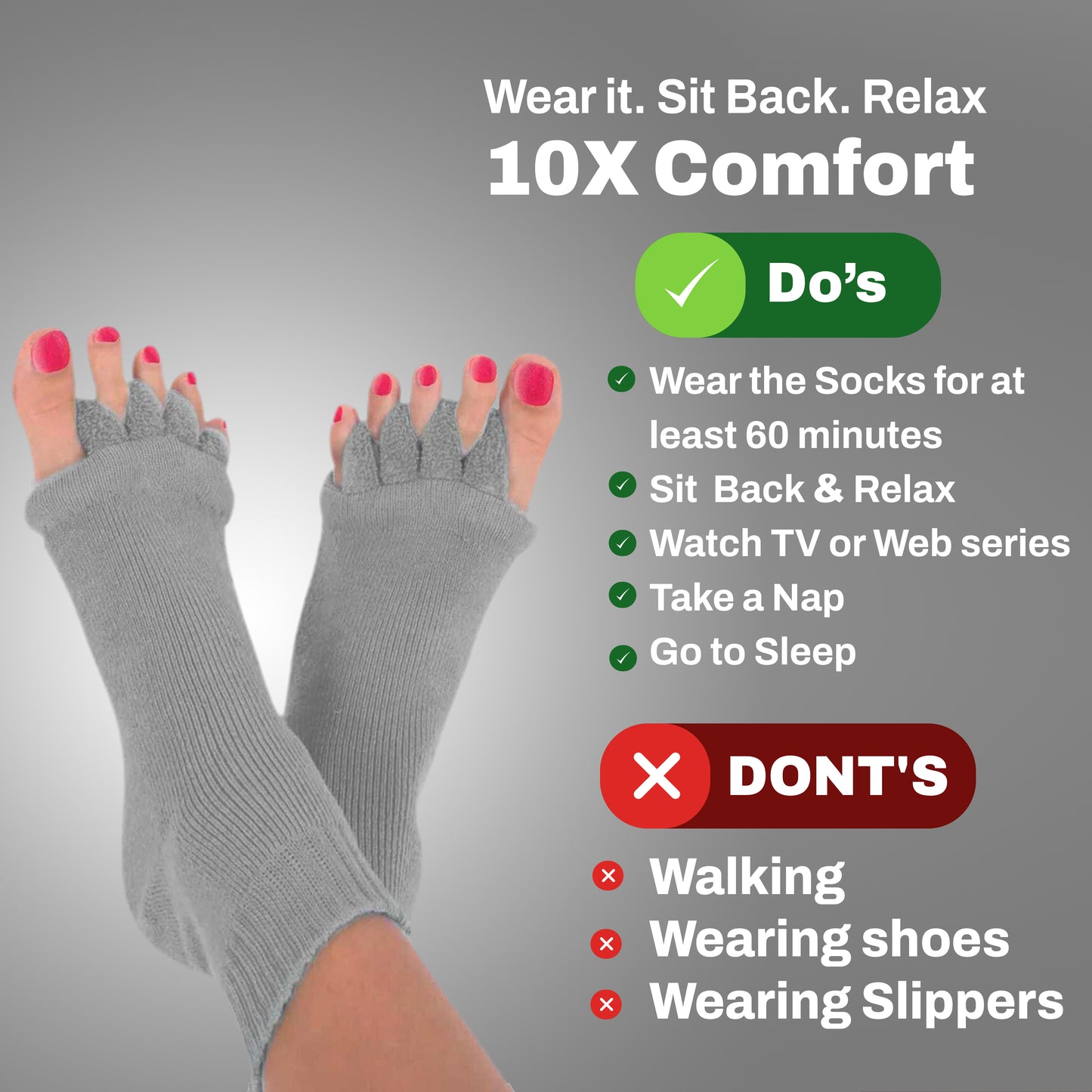 Comfylife Foot Alignment Socks Grey Colour | Get relief from foot pain in 21 days